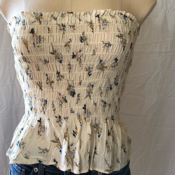 floral smocked tube top